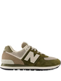 New Balance 574 Lace-Up Suede-Panelled — Beige — Size US M 3.5 - US W 5 — Front View
