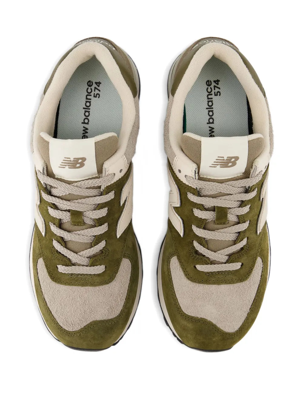 New Balance 574 Lace-Up Suede-Panelled — Beige — Size US M 3.5 - US W 5 — Top View
