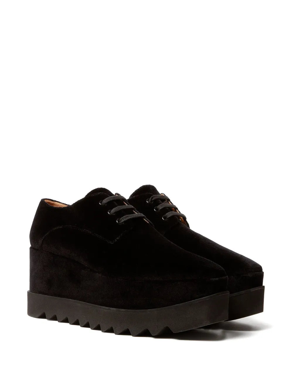 Stella McCartney 55Mm Elyse Velvet Platform Lace-Up — Black — Size US M 3.5 - US W 5 — Side View