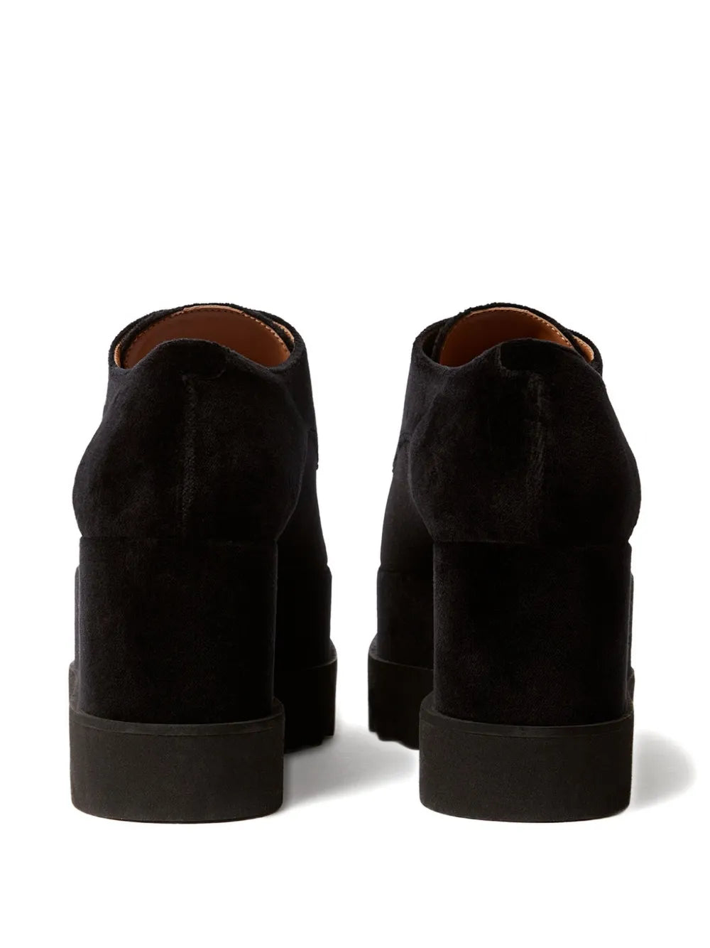 Stella McCartney 55Mm Elyse Velvet Platform Lace-Up — Black — Size US M 3.5 - US W 5 — Back View