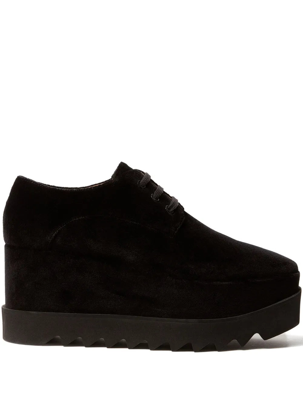 Stella McCartney 55Mm Elyse Velvet Platform Lace-Up — Black — Size US M 3.5 - US W 5 — Front View