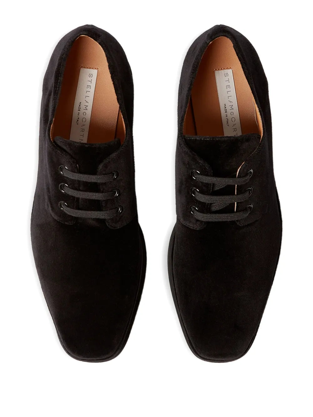 Stella McCartney 55Mm Elyse Velvet Platform Lace-Up — Black — Size US M 3.5 - US W 5 — Top View