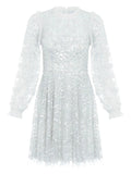Needle Thread Seren Sequin Embellished Floral Dress — Blue — Size XXL — Front View