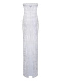 Santa Brands Rhinestone Mesh Maxi Dress — White — Size XS — Front View