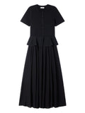 Sandro Button Fitted Knitted Dress — Black/ Red — Size S — Front View