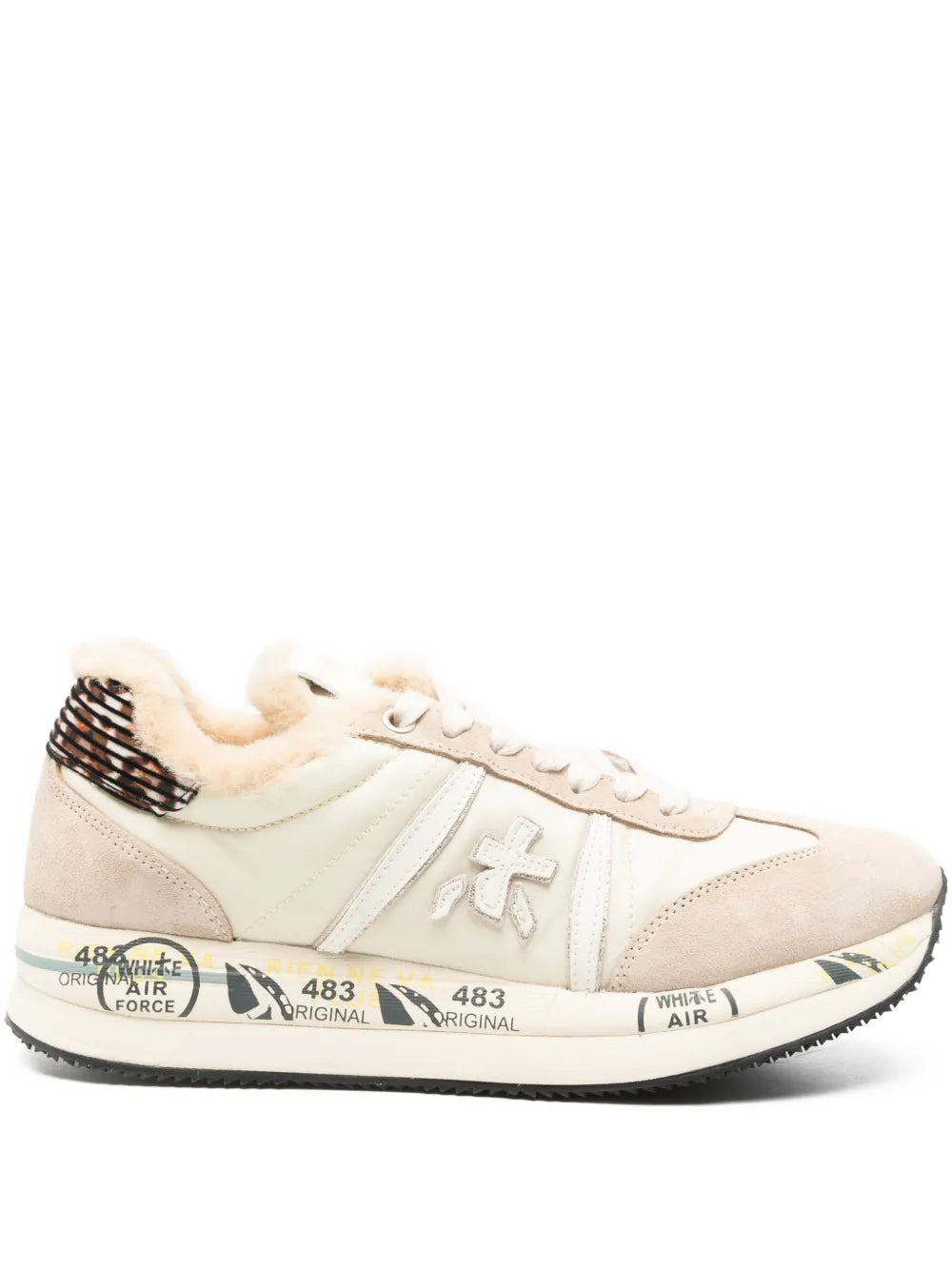 Premiata Shearling-Trim — Beige — Size US M 3.5 - US W 5 — Front View
