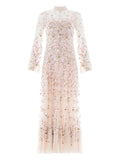 Needle Thread Sylvia Long Sleeves Floral Embellishment Midi Dress — Same as shown — Size XS — Front View