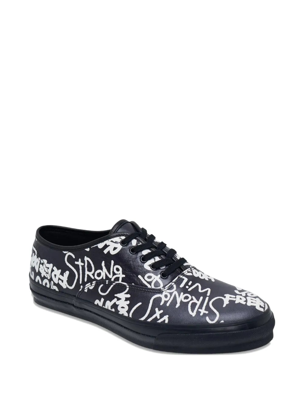 Comme Des Gar ns Comme Des Gar ns Message-Printed Leather — Black — Size US M 3.5 - US W 5 — Side View