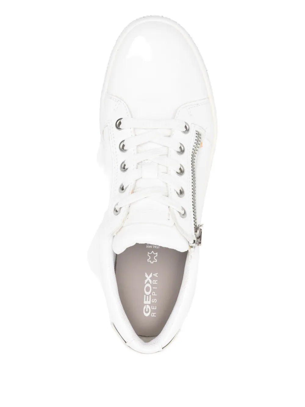 Geox Leelu Zip Embellished — White — Size US M 3.5 - US W 5 — Top View