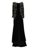 Saiid Kobeisy Embellished Slit Long Dress — Black — Size XXL — Front View