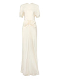 Victoria Beckham Gathered Maxi Dress — White/ Red — Size S — Front View