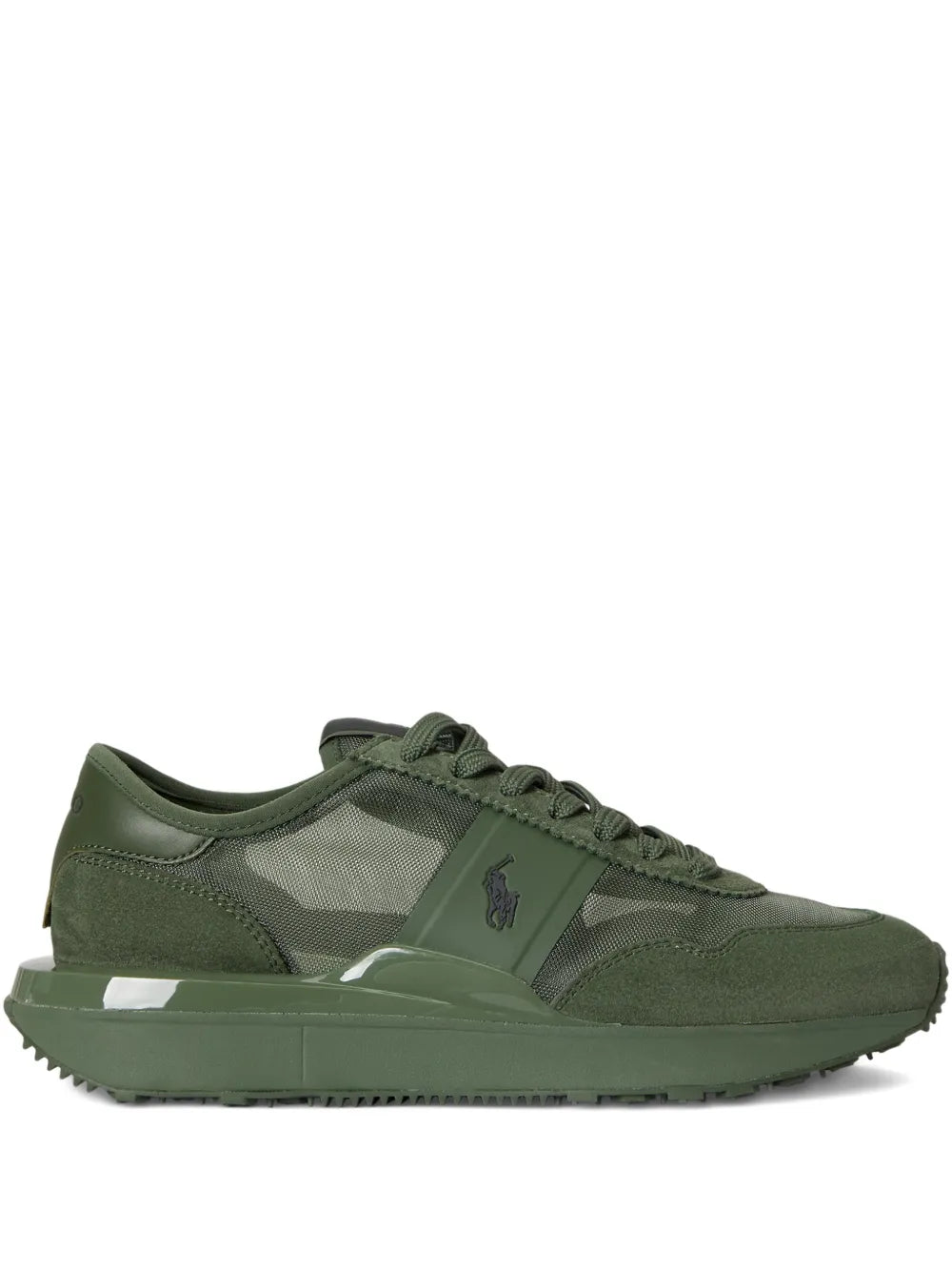 Polo Ralph Lauren Mesh Suede Train 89 Trainers — Green — Size US M 3.5 - US W 5 — Front View