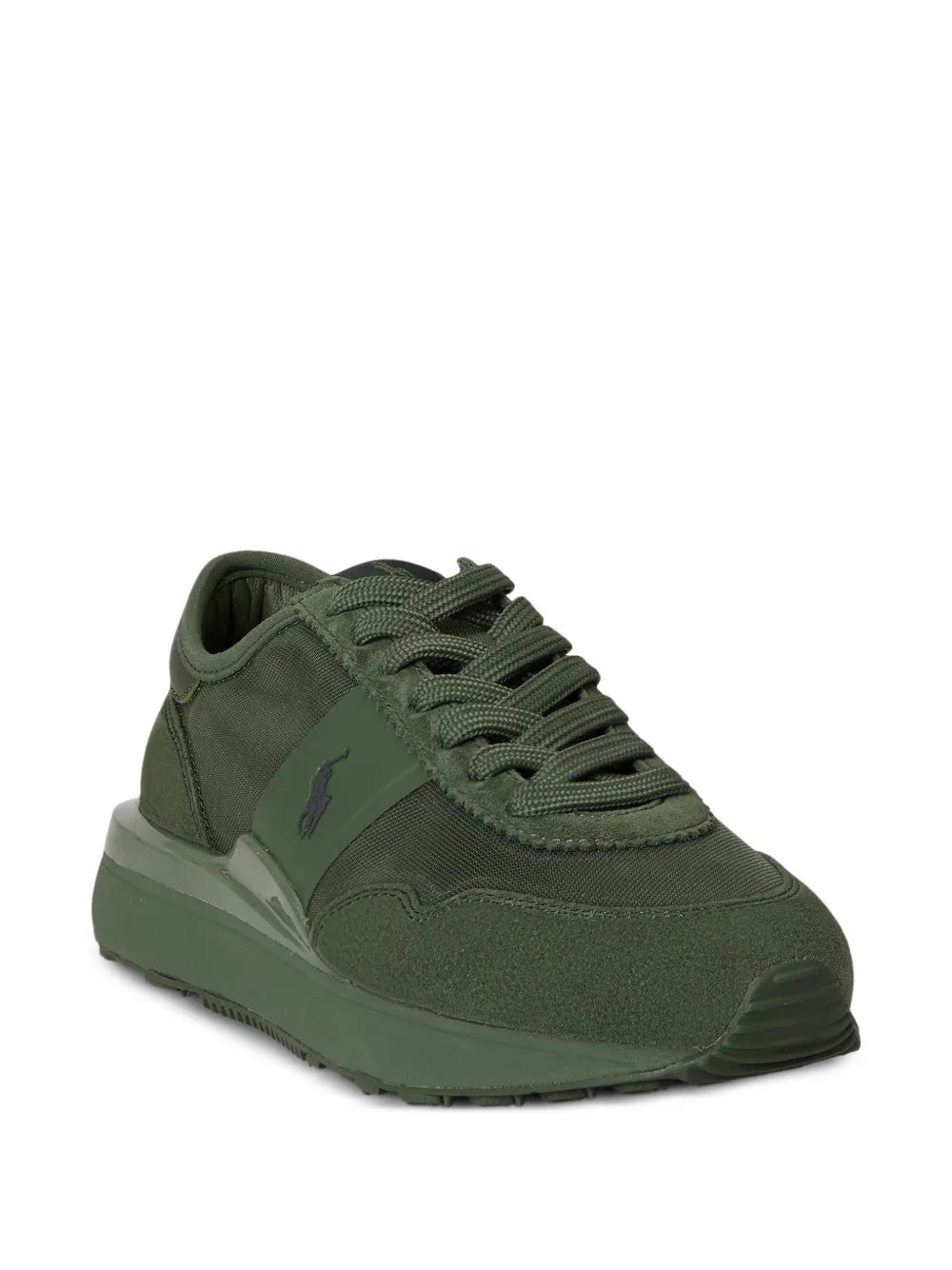 Polo Ralph Lauren Mesh Suede Train 89 Trainers — Green — Size US M 3.5 - US W 5 — Side View