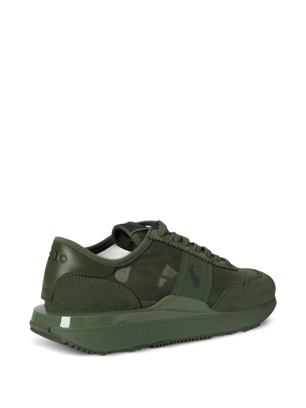 Polo Ralph Lauren Mesh Suede Train 89 Trainers — Green — Size US M 3.5 - US W 5 — Back View