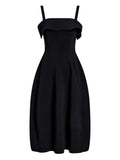 Proenza Schouler Blanca Ruffled Midi Dress — Black — Size XS — Front View