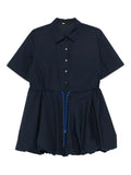 Maje Drawstring Mini Dress — Blue/ Navy/ Red — Size XS — Front View