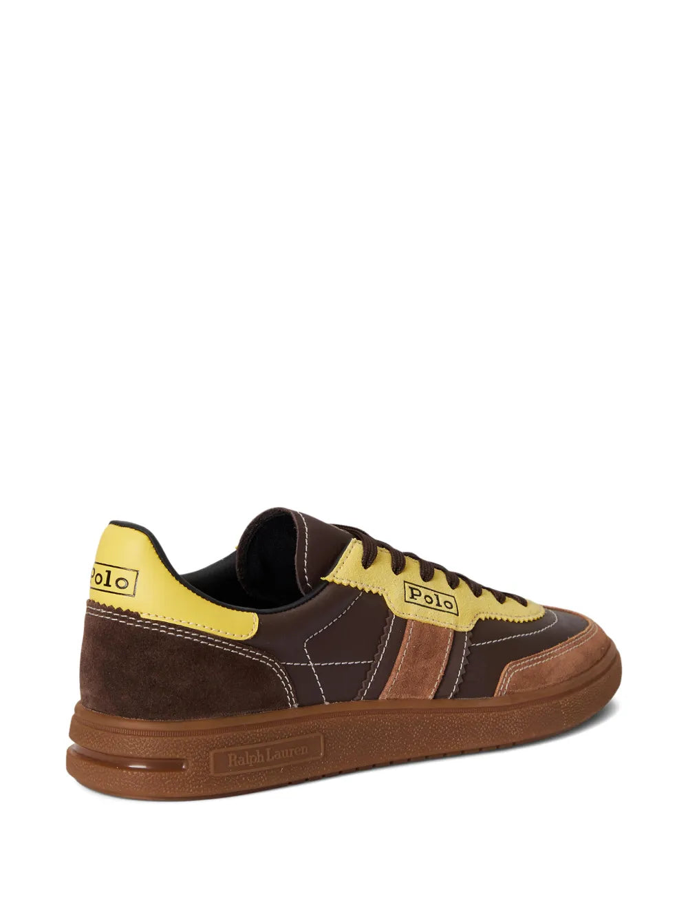 Polo Ralph Lauren Bedford Suede Side Stripes Trainer — Brown — Size US M 3.5 - US W 5 — Top View