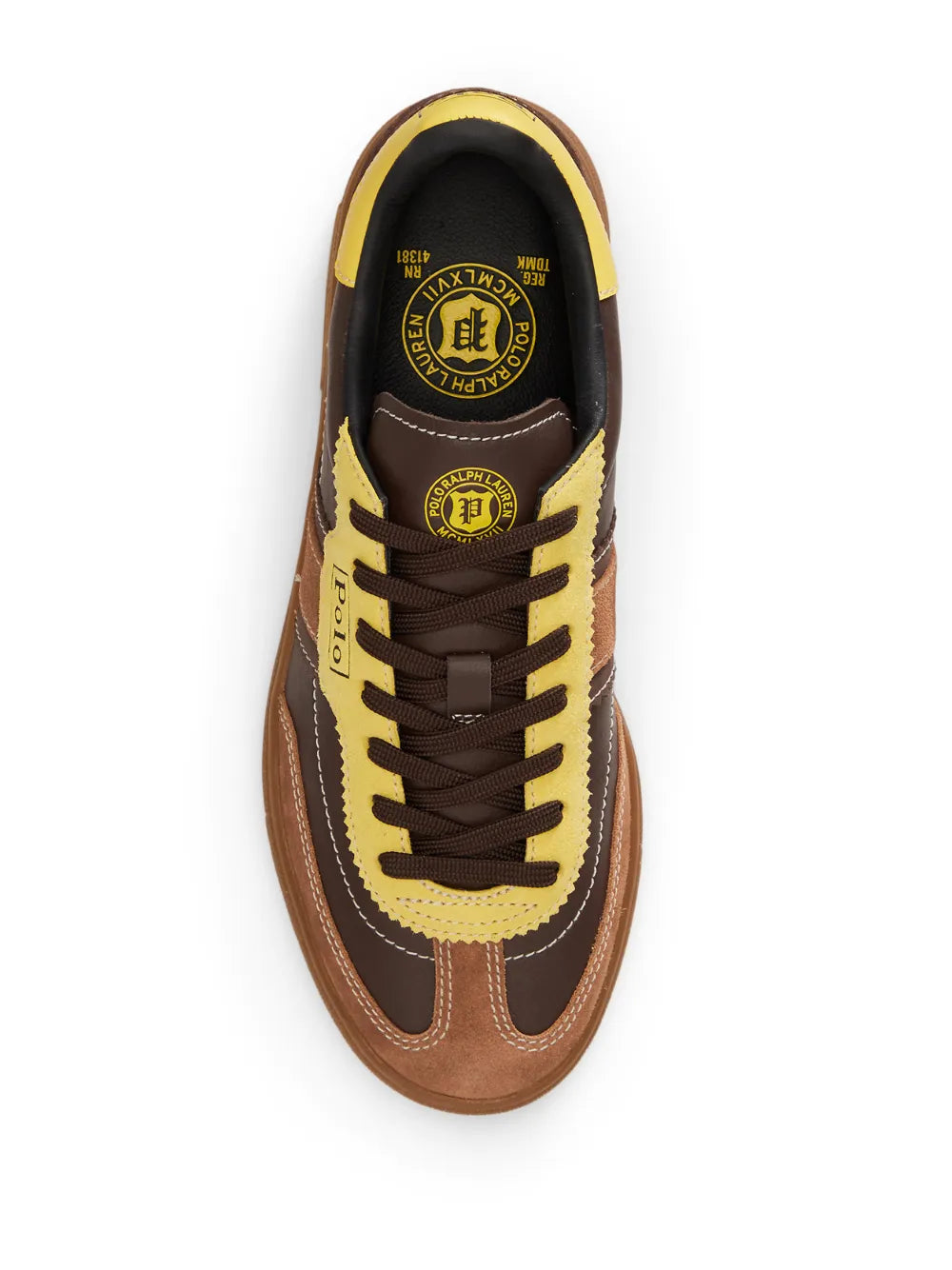 Polo Ralph Lauren Bedford Suede Side Stripes Trainer — Brown — Size US M 3.5 - US W 5 — Back View