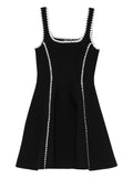 Maje Scalloped Knitted Midi Dress — Black — Size XS — Front View
