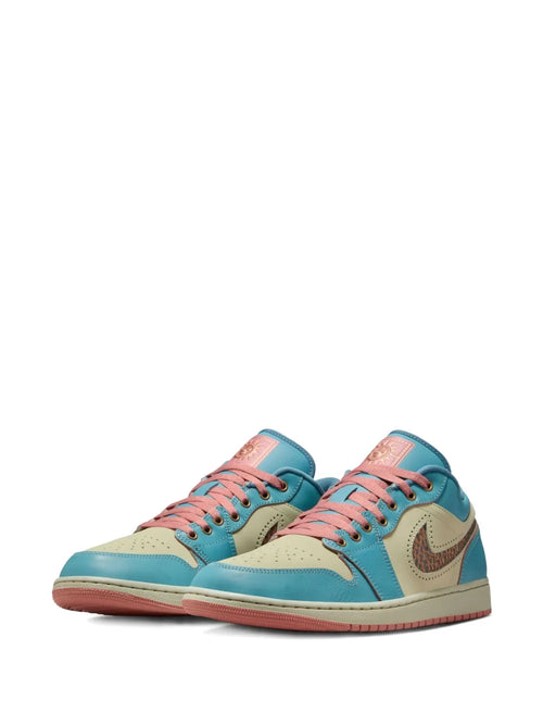 Air Jordan 1 Low Lace-Up Sneakers — Turquoise Blue — Size US M 10.5 - US W 12 — Side View