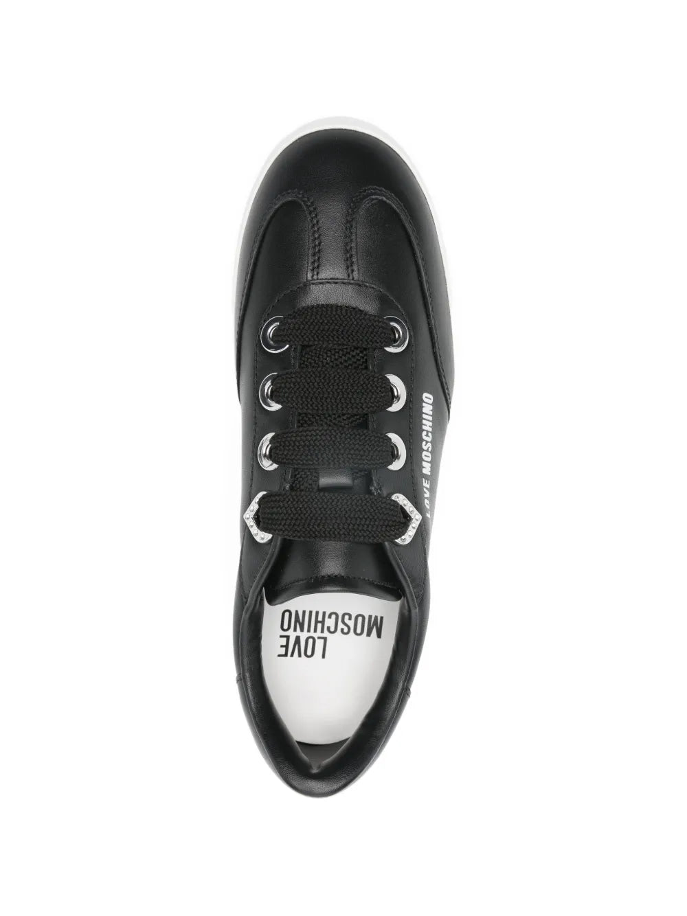 Love Moschino Logo-Detail Leather — Black — Size US M 3.5 - US W 5 — Top View