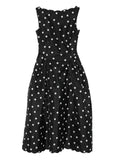 Stine Goya Polka Dot Scalloped Midi Dress — Black/ Red — Size XS — Front View