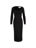 Roland Mouret Twist Detail Long Sleeve Dress — Black — Size S — Front View