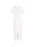 Roland Mouret Crepe Midi Dress — Beige/ Cream — Size S — Front View