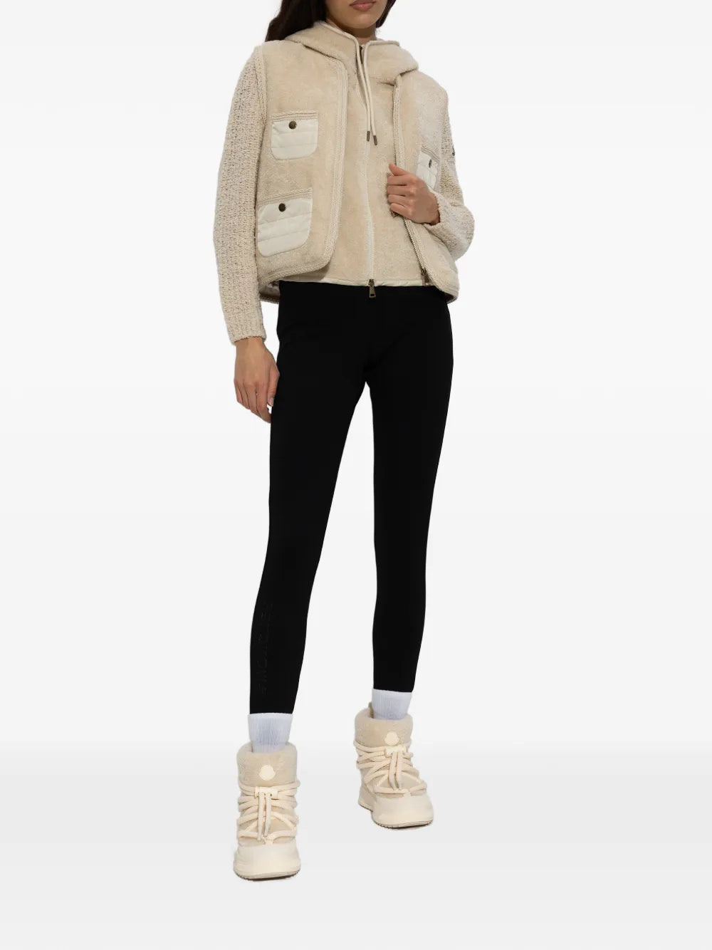 Moncler Altive Mid Drawstring-Fastening Snow Boots — Ivory — Size US M 3.5 - US W 5 — Side View
