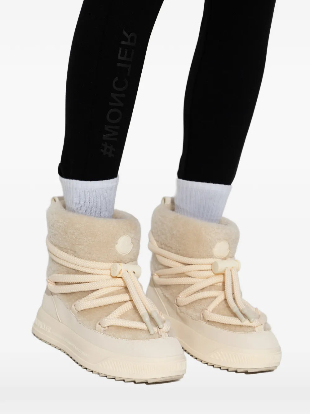 Moncler Altive Mid Drawstring-Fastening Snow Boots — Ivory — Size US M 3.5 - US W 5 — Detail View