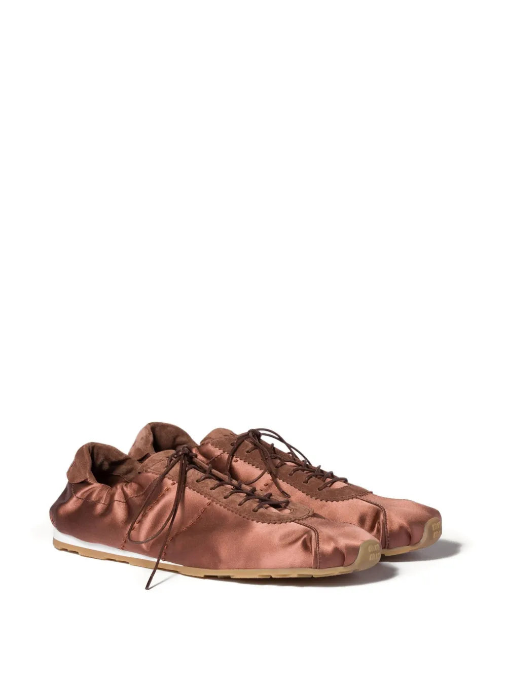 Miu Miu Plume Lace-Up Fastening — Brown — Size US M 3.5 - US W 5 — Side View