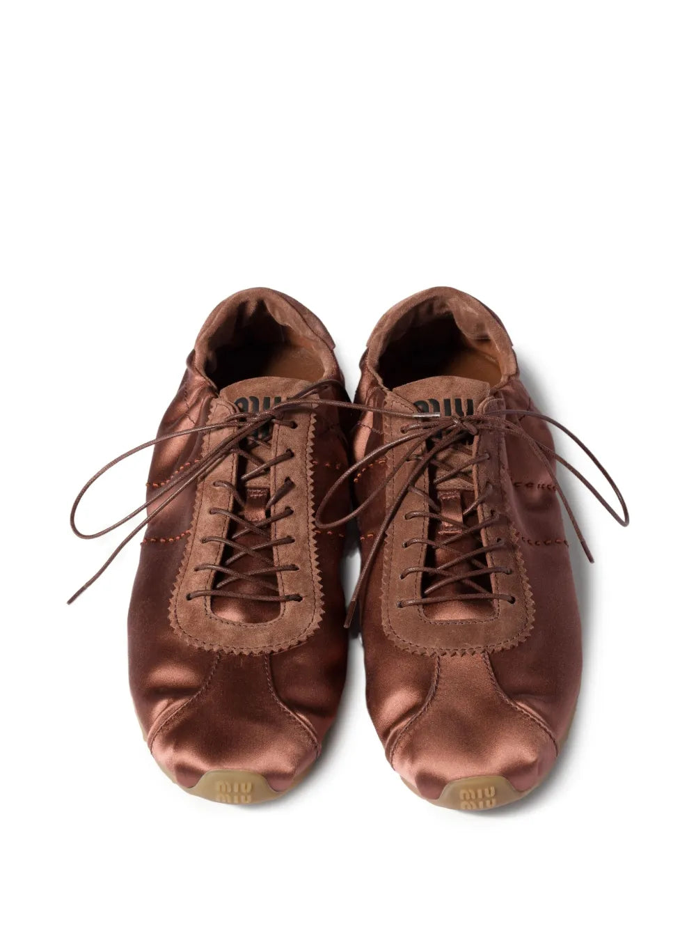 Miu Miu Plume Lace-Up Fastening — Brown — Size US M 3.5 - US W 5 — Back View