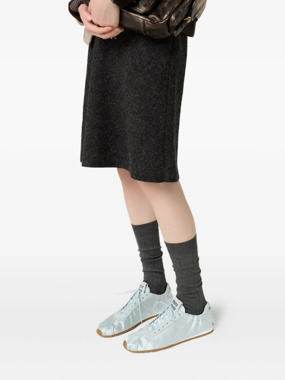 Miu Miu Plume Satin — Blue — Size US M 3.5 - US W 5 — Detail View