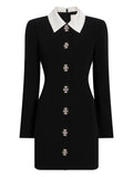 Cinq A Sept Sheryl Collared Embellished Dress — Black/ Red — Size XS — Front View