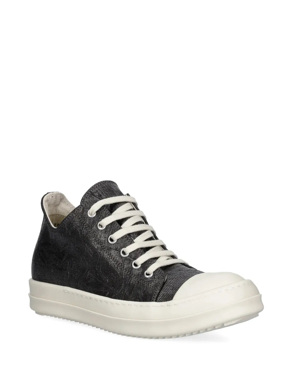 Rick Owens DRKSHDW Low Sneaks Metallic-Effect — Black — Size US M 3.5 - US W 5 — Side View