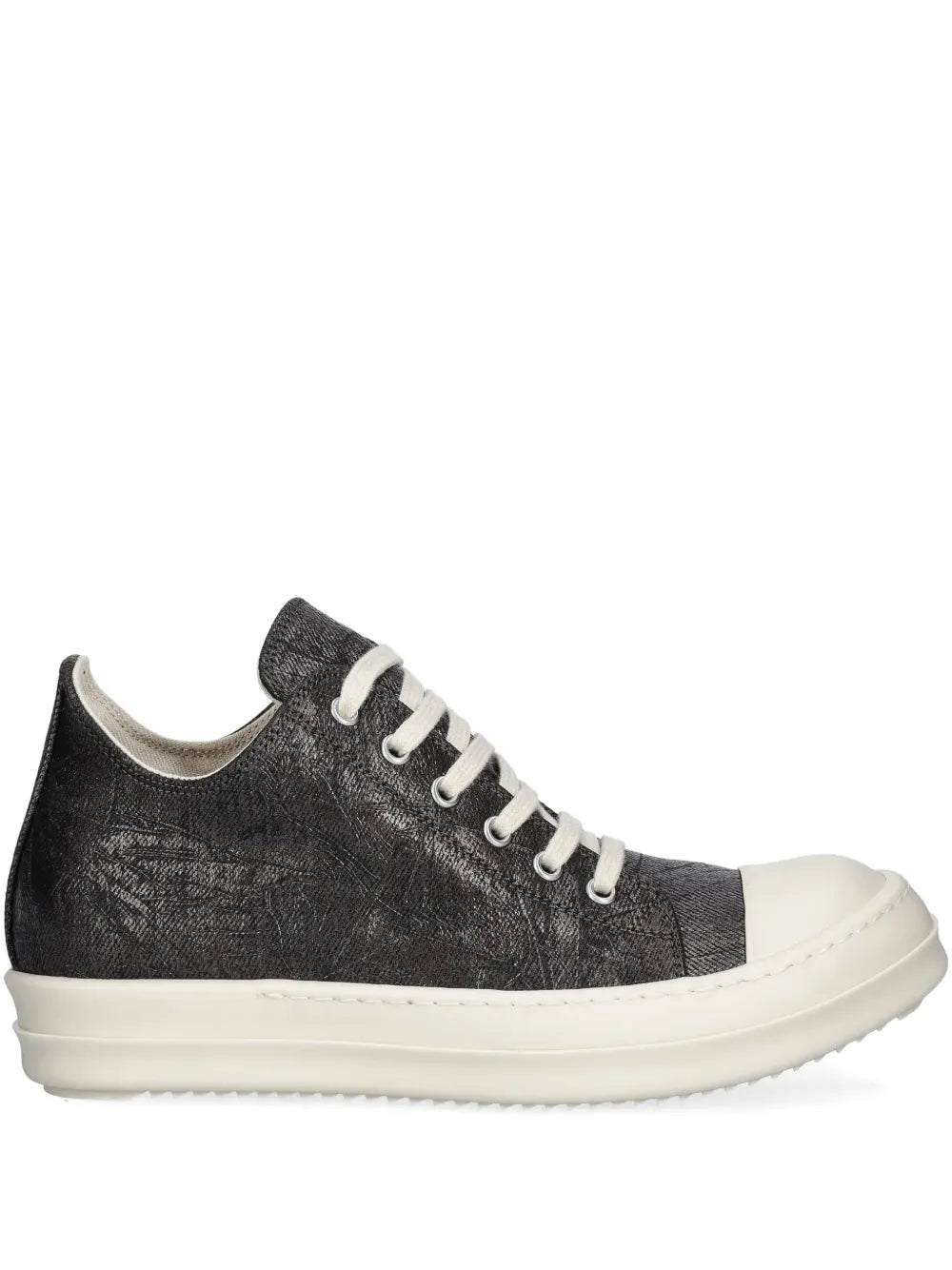 Rick Owens DRKSHDW Low Sneaks Metallic-Effect — Black — Size US M 3.5 - US W 5 — Front View