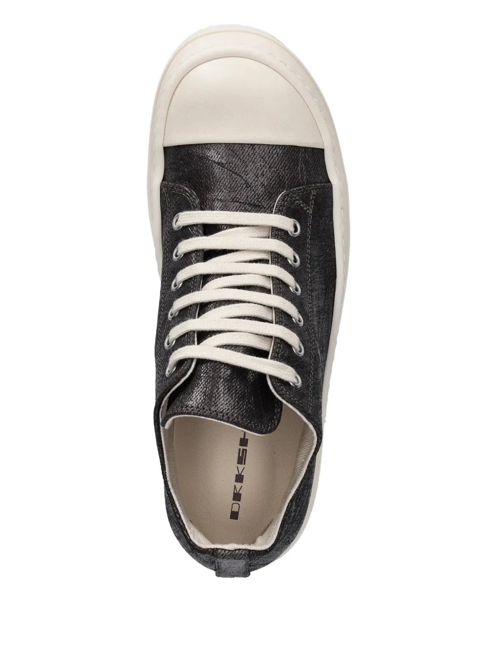 Rick Owens DRKSHDW Low Sneaks Metallic-Effect — Black — Size US M 3.5 - US W 5 — Top View