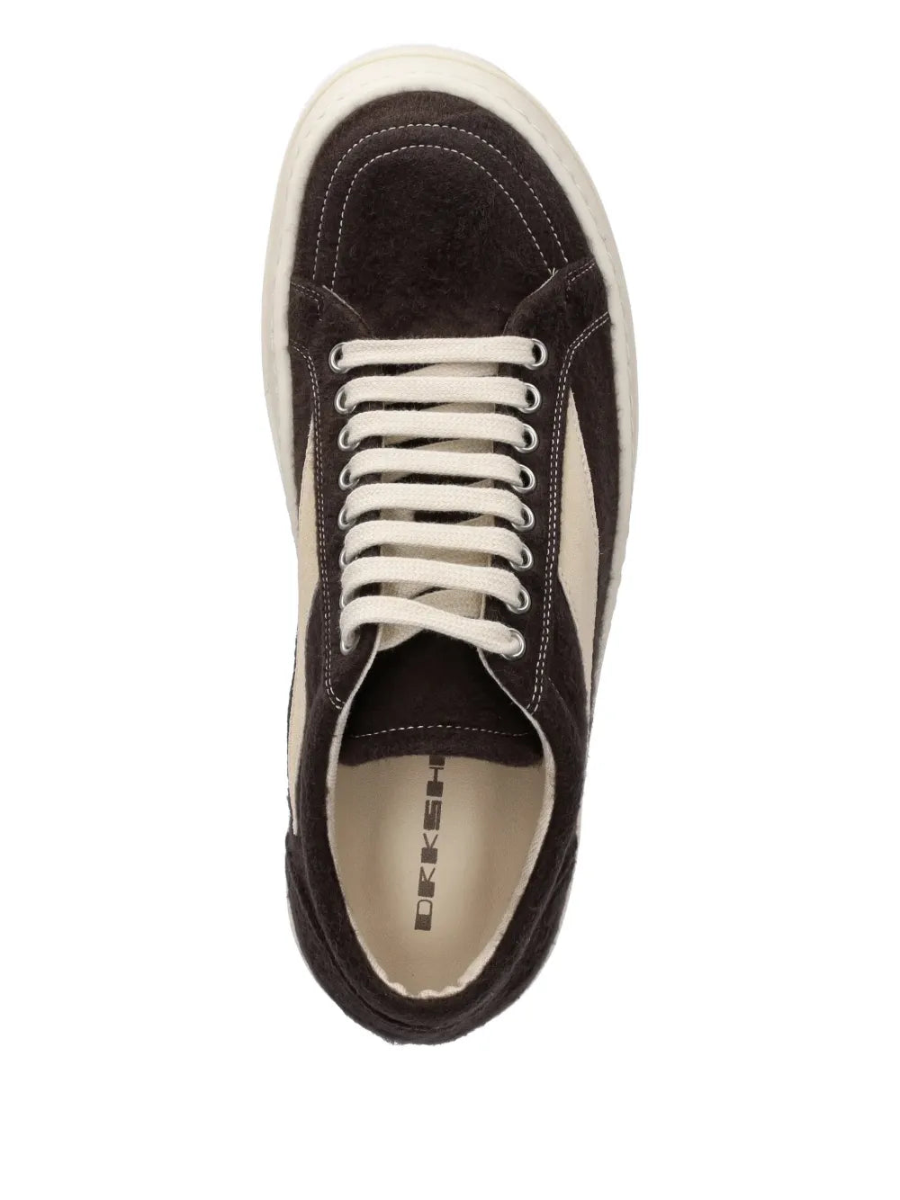 Rick Owens DRKSHDW Vintage Sneaks Brushed-Effect — Dark Brown — Size US M 3.5 - US W 5 — Top View