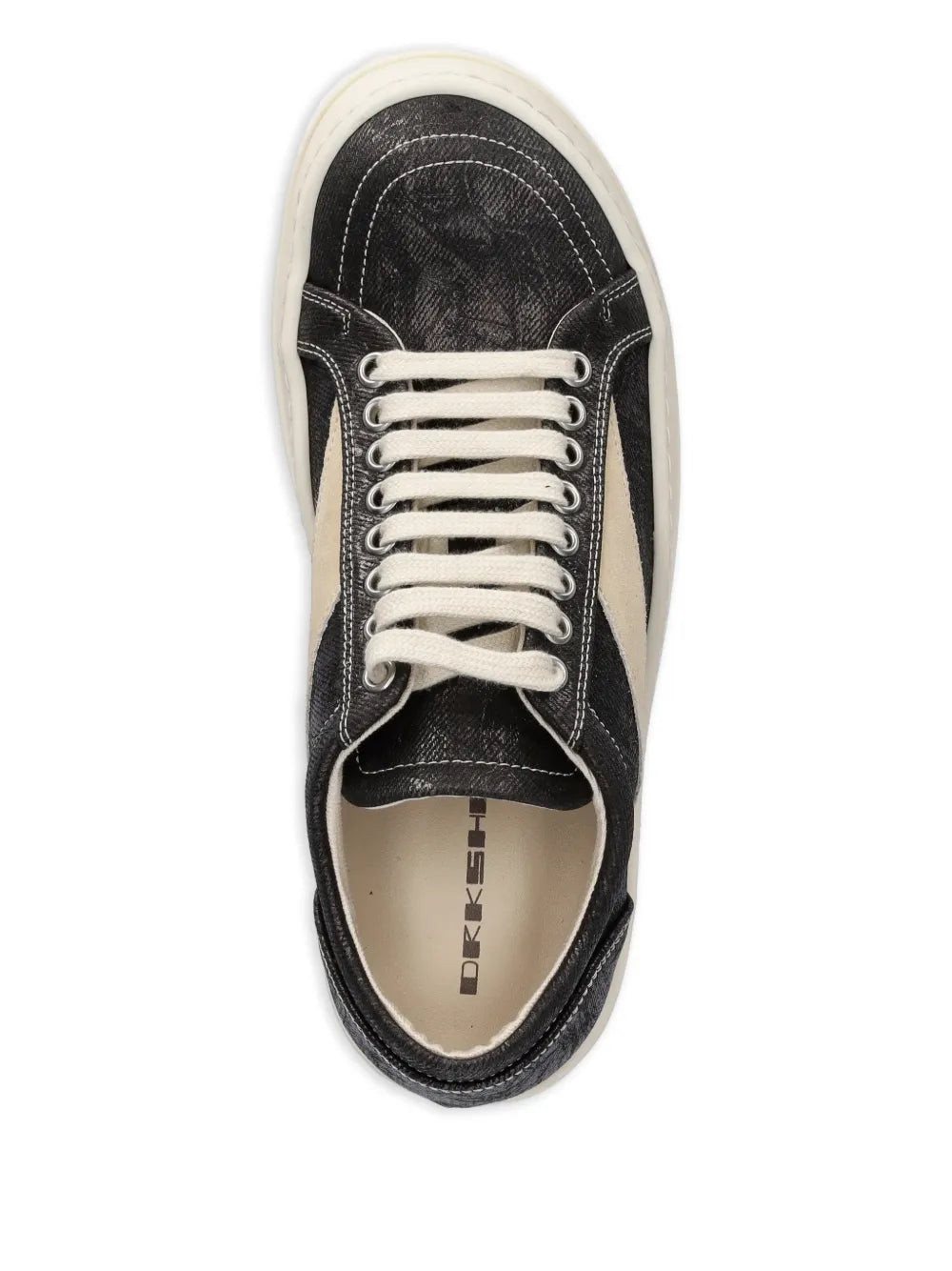 Rick Owens DRKSHDW Vintage Sneaks Metallic-Effect — Black — Size US M 3.5 - US W 5 — Top View