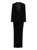 Silk Love Lace Scarlet Button Maxi Dress — Black — Size XS — Front View