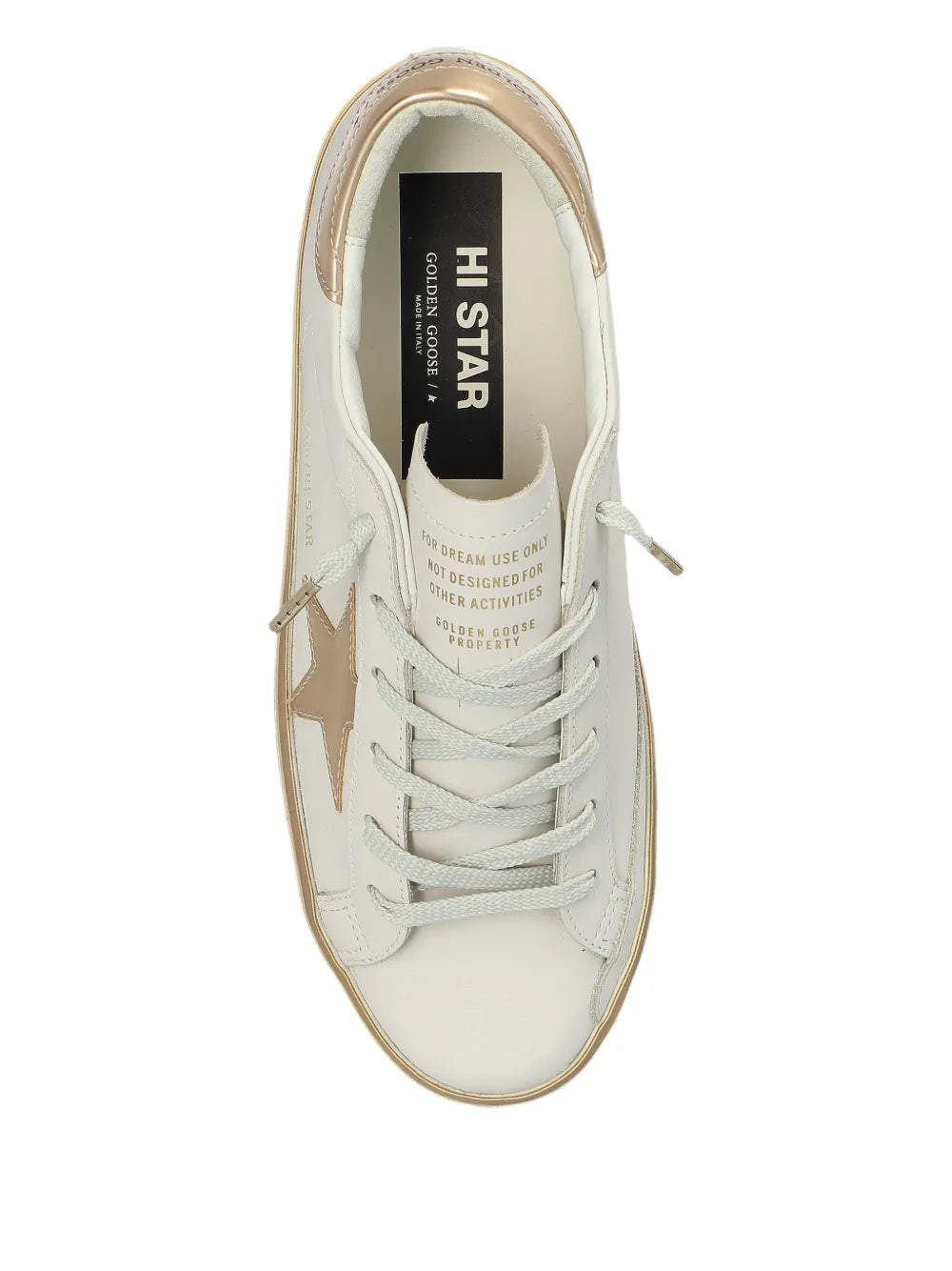Golden Goose Hi Stars Lace-Up — White — Size US M 3.5 - US W 5 — Top View