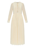 Ulla Johnson Veria Lace Up Midi Dress — Cream — Size XS — Front View