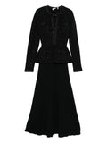 Self Portrait Bow Embellished Midi Dress — Black — Size S — Front View
