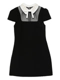 Self Portrait Beaded Collar Mini Dress — Black — Size XS — Front View