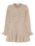 Self Portrait Embellished Ruffled Mini Dress — Gold — Size XS — Front View