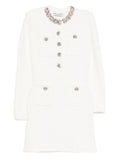 Self Portrait Embellished Pocket Mini Dress — White — Size XS — Front View