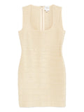 Herve Leger Mirabel Ribbed Mini Dress — Gold — Size S — Front View