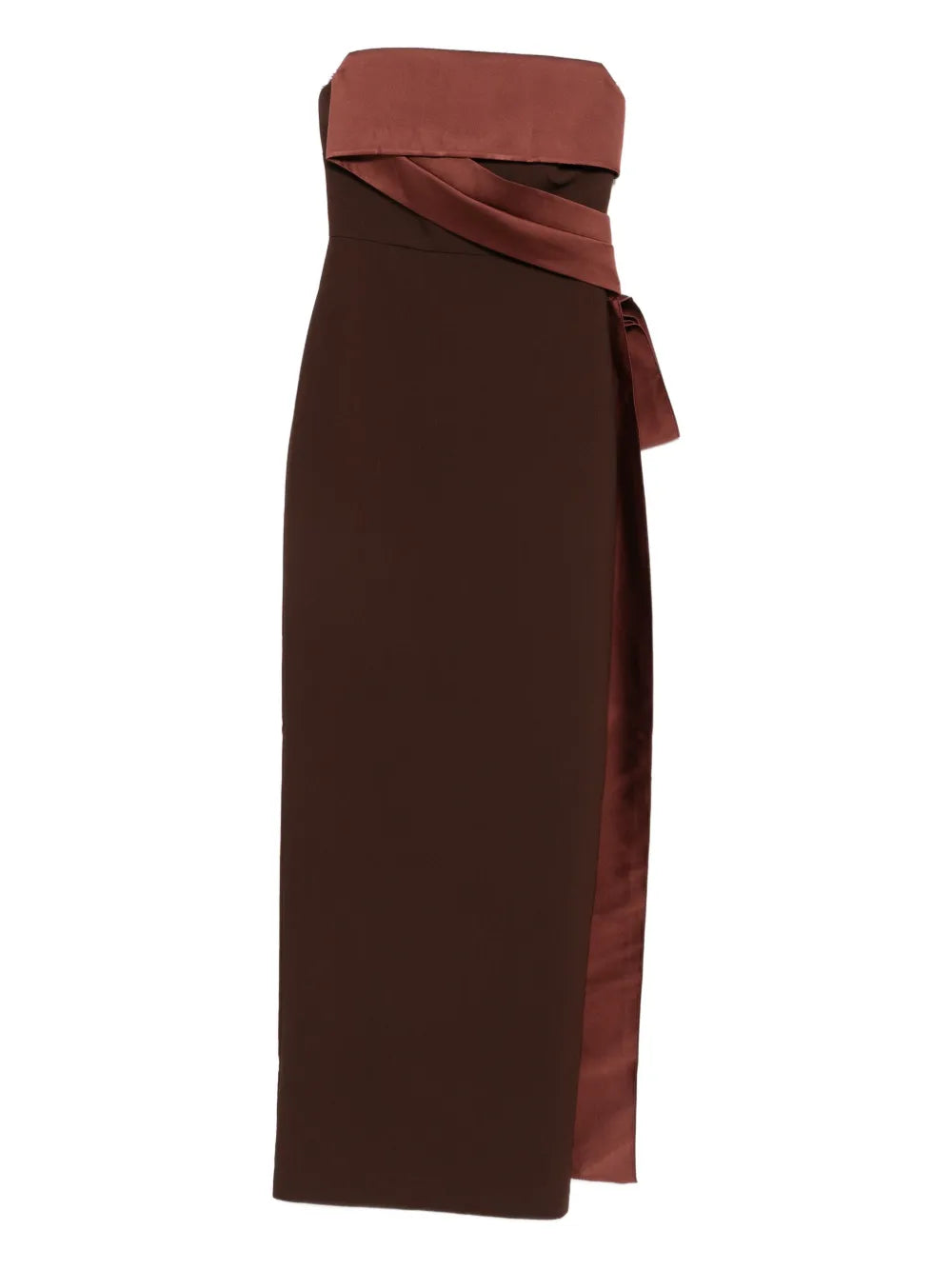 Roland Mouret Strapless Tie Detail Maxi Dress — Brown — Size XS — Front View
