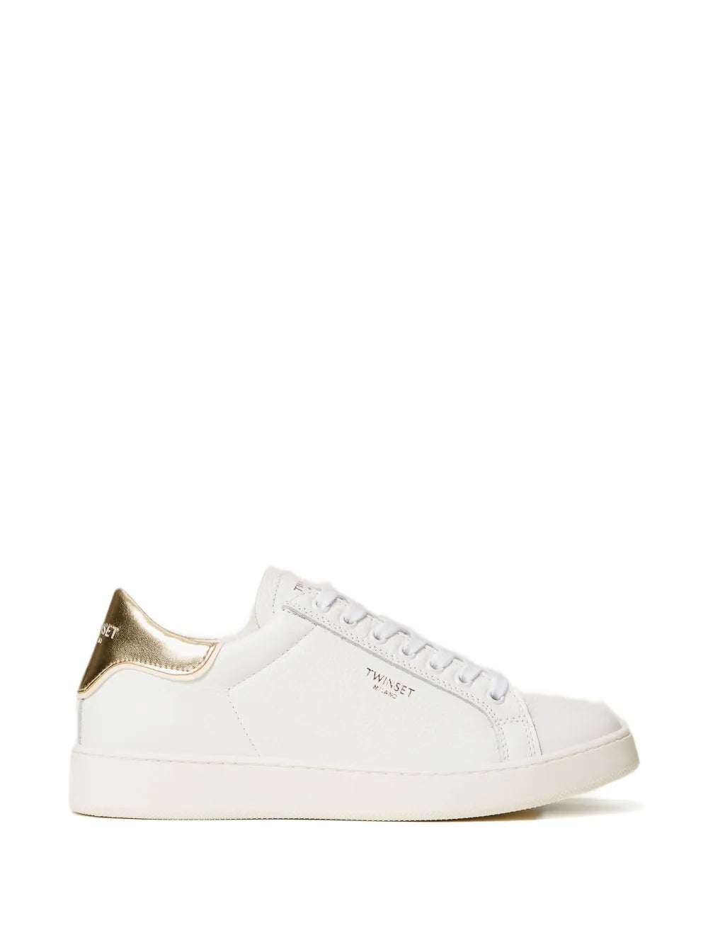 TWINSET Lace-Up Logo-Detail — White — Size US M 3.5 - US W 5 — Front View