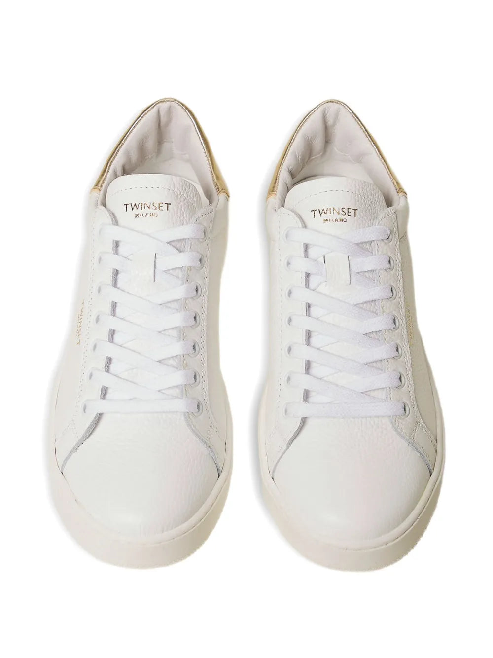 TWINSET Lace-Up Logo-Detail — White — Size US M 3.5 - US W 5 — Back View